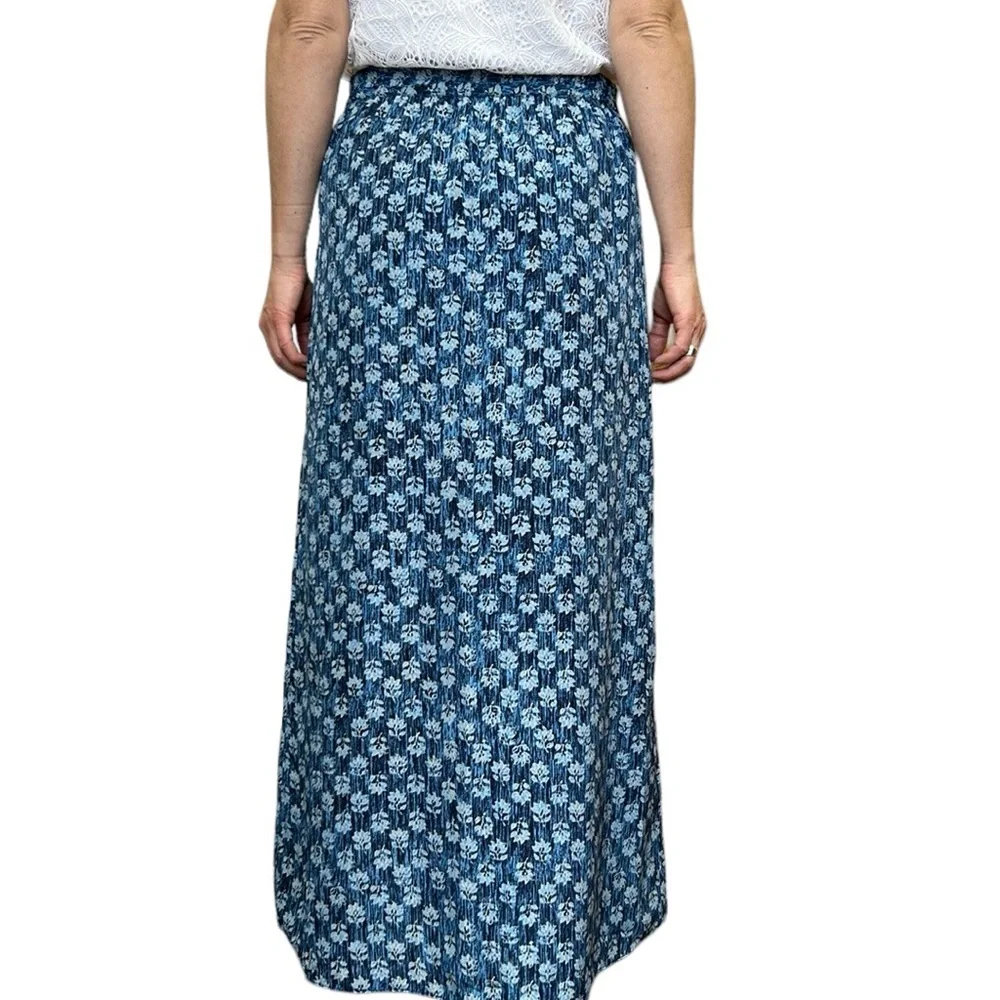 MICHAEL‎ Michael Kors | Floral Maxi Skirt with Slit in Heritage Blue M